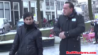 Redlight babe tugging and cocksucking