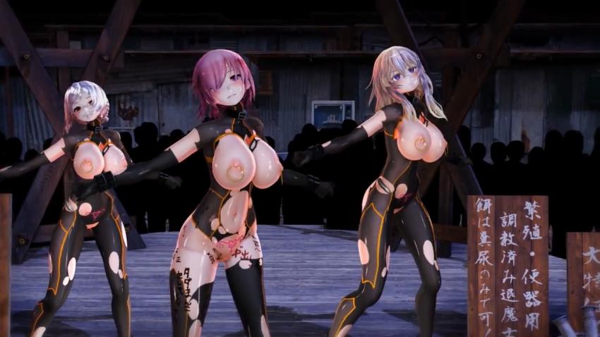 MMD巨乳淫娃骚穴狂湿，被巨屌猛操到高潮停不住，完全沦陷！