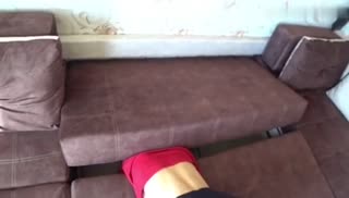 妹妹卡在沙发空里无法动弹 哥哥却趁虚而入 直接插入小穴