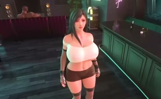 爆乳蒂法在色情酒吧服务大黑蟒