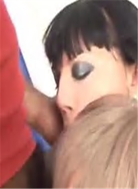 Two blondes playing with toys joined by two guys with big di