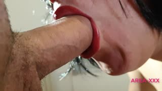 My stepsister gives me an incredible deep throat, and then I fuck her