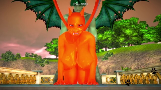 口袋妖怪毛茸茸的亨泰3D Yiff-查里扎德女孩被人类龙反复无常