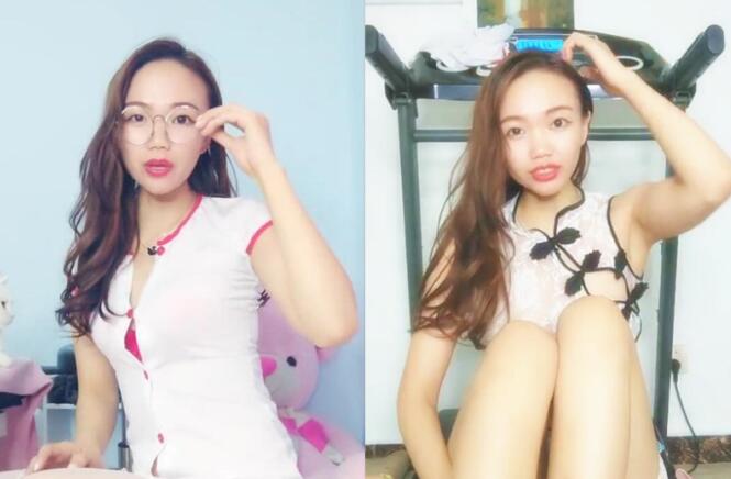 颜值不错骚妹子丝袜控舔足护士情趣装白丝跑步机上诱惑扭动肥臀翘着屁股很是诱惑