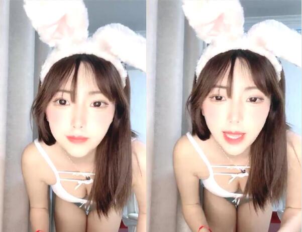 兔耳朵装扮自慰揉搓大白奶子掰穴特写微毛逼逼坐椅子上假屌抽插