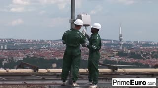 Brunette hottie Jennyfer gets DP'd outdoors