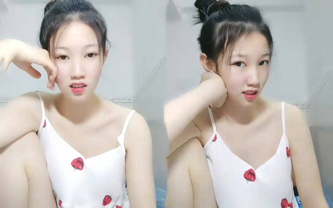 丸子丫长相清纯甜美嫩妹自摸诱惑白皙粉嫩美乳揉搓近距离特写无毛粉穴