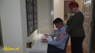 Lucky Guy Was Studying Until His Sexy BBW Stepmom Wanted a Creampie!