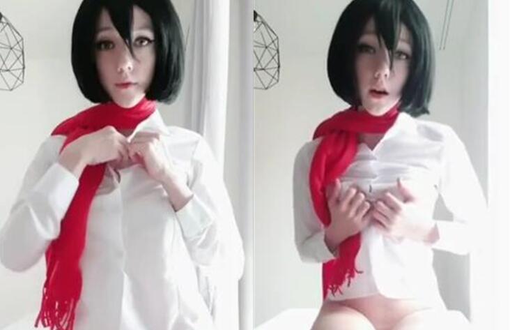 高顔值小姐姐戰鬥女神三笠cos白虎穴肛塞拉珠大棒入穴自慰超強噴水