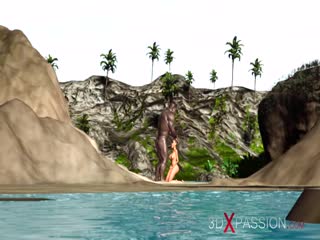 大黑人在野蠻島上敲打著淫蕩的烏木