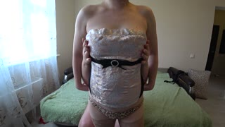 Fat lesbian with a strapon fucked a mature girlfriend in a chubby pussy.