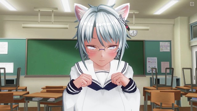 3D HENTAI YURI Neko女生放学后舔猫咪