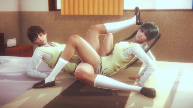 女同性恋放学后在床上剪头发