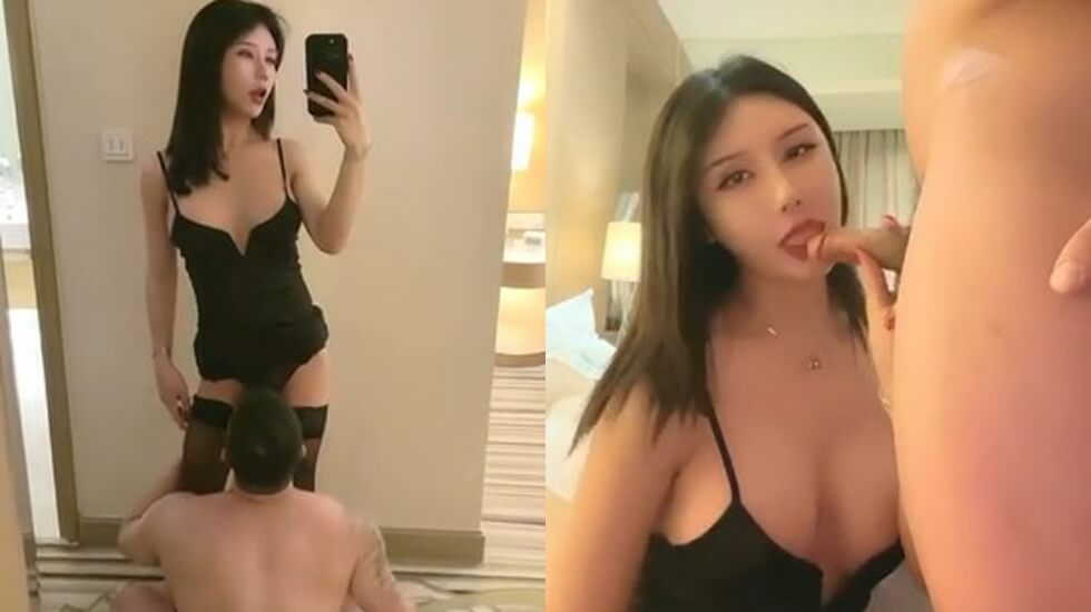 zhubo国产TS系列骚货沫沫黑色情趣口直男 撅起屁屁被抽插爽到呻吟